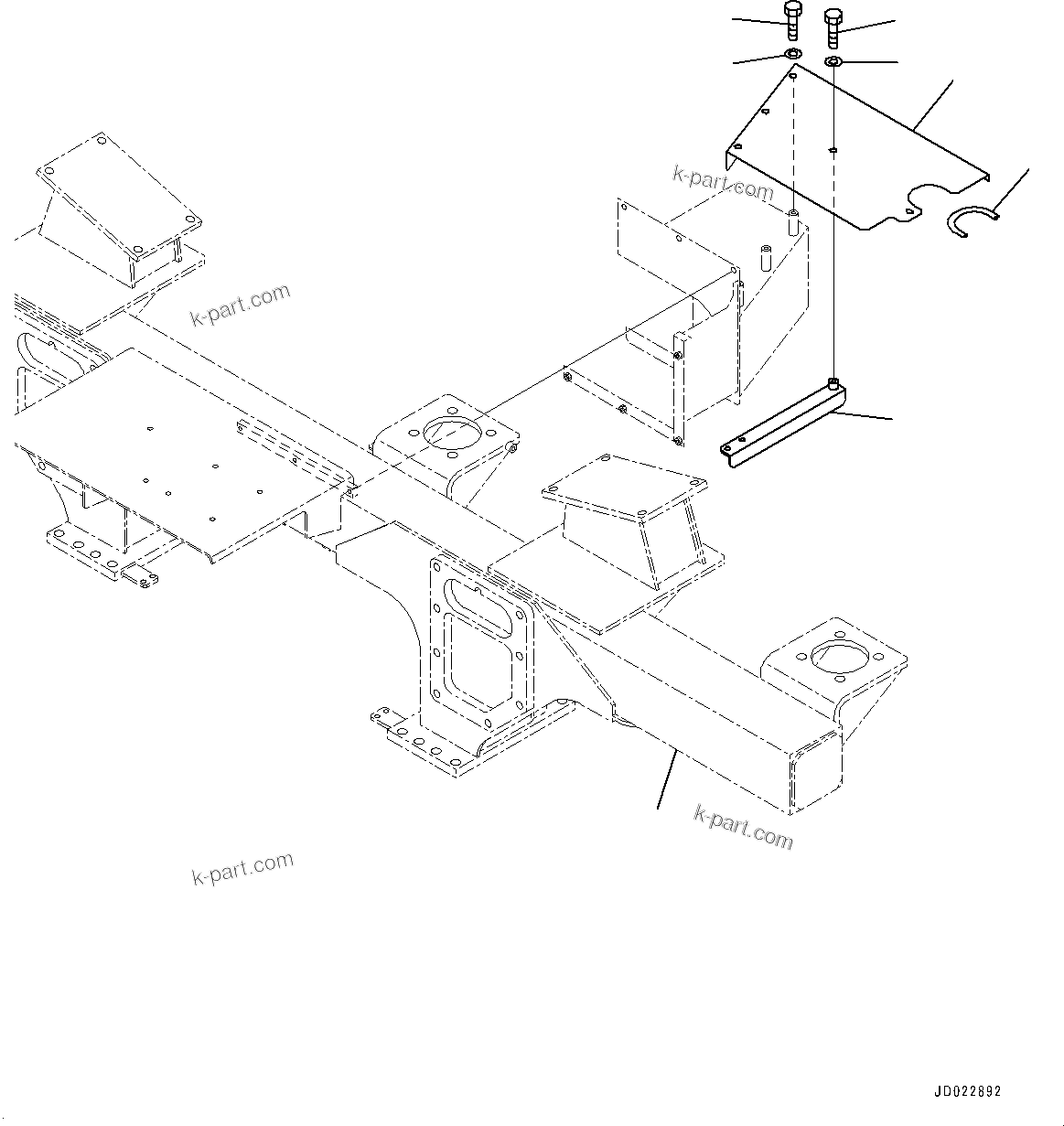 Komatsu parts book diagram for HD325-7R S/N 12001-UP: REAR SUPPORT, COVER(#11034-11095)