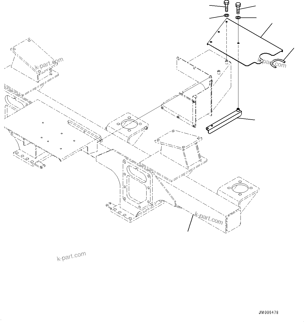 Komatsu parts book diagram for HD325-7R S/N 12001-UP: REAR SUPPORT, COVER(#11096-)