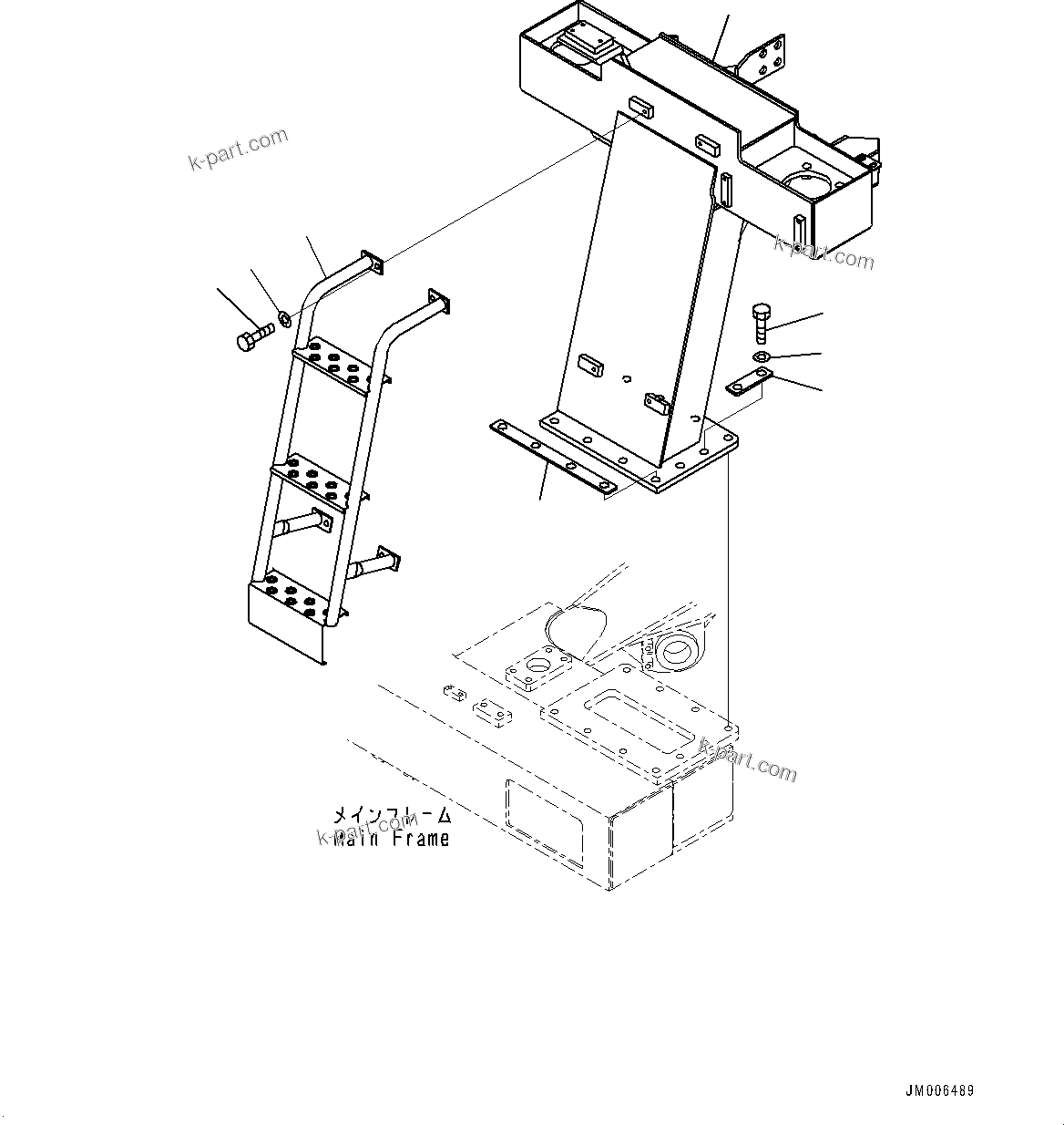 Komatsu parts book diagram for HD325-7R S/N 12001-UP: FRONT SUPPORT, L.H.(#11095-)