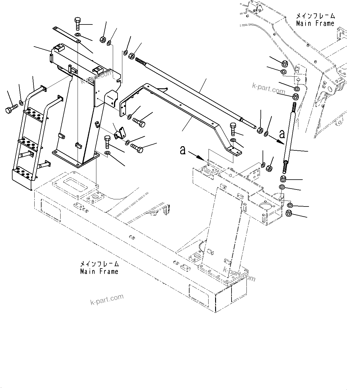 Komatsu parts book diagram for HD325-7R S/N 12001-UP: FRONT SUPPORT, R.H.(#11095-)