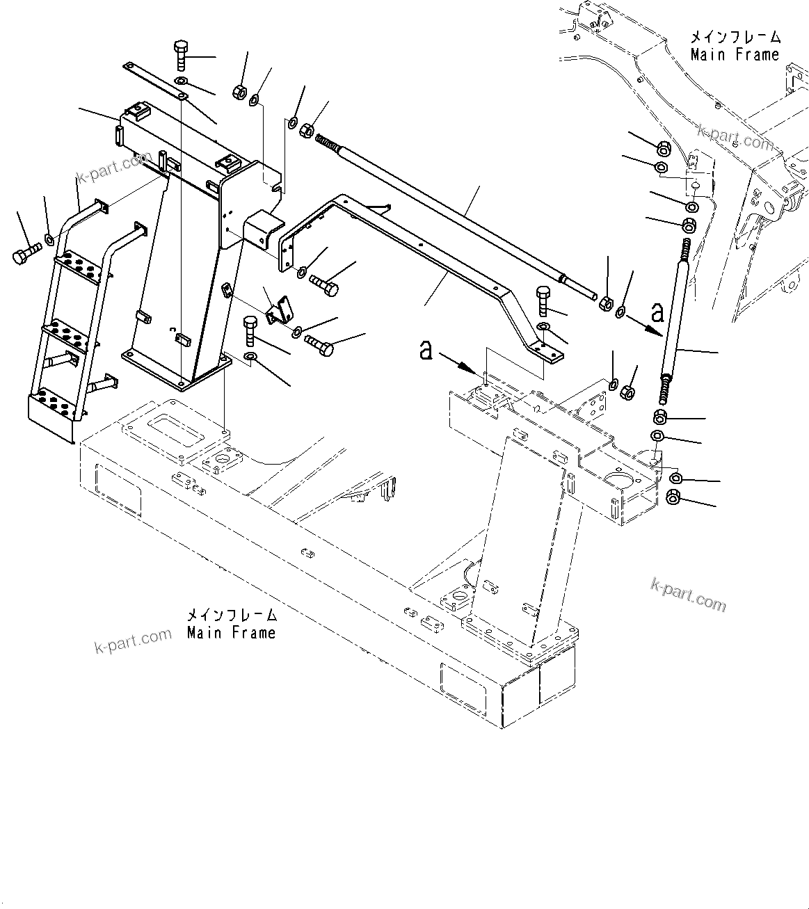 Komatsu parts book diagram for HD325-7R S/N 12001-UP: FRONT SUPPORT, SUPPORT(#11095-)
