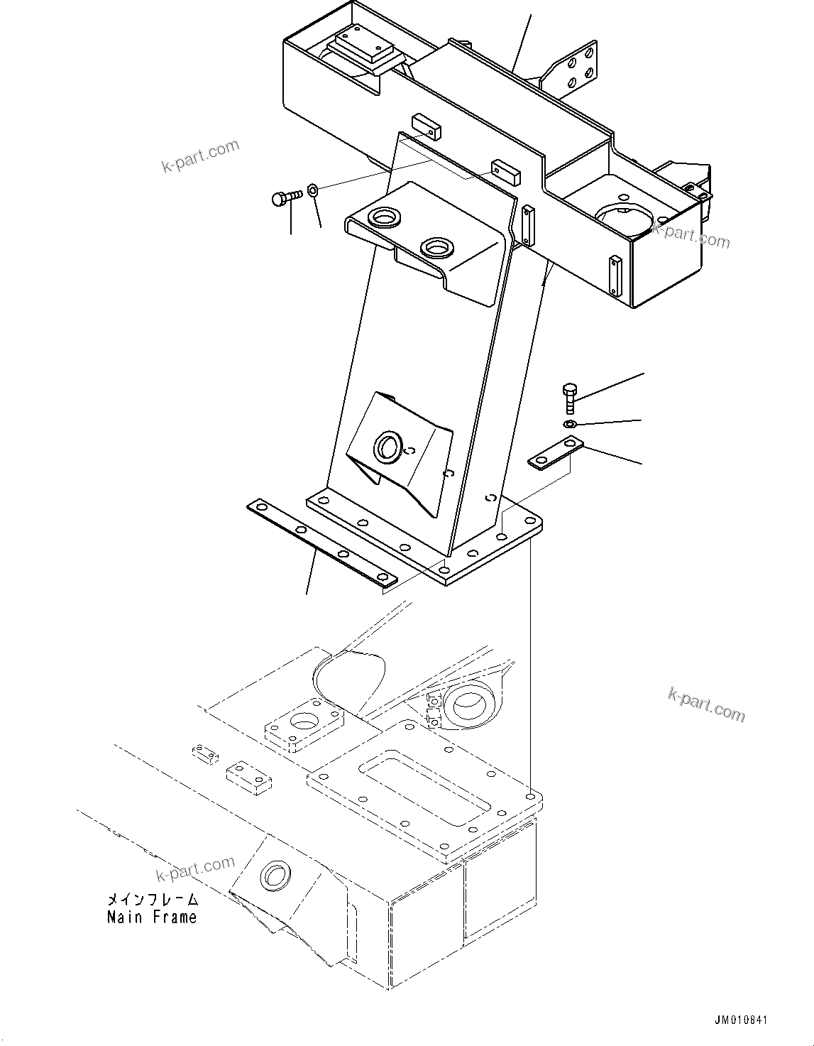 Komatsu parts book diagram for HD325-7R S/N 12001-UP: FRONT SUPPORT, L.H. (WITH LADDER, INCLINED TYPE)(#11034-)