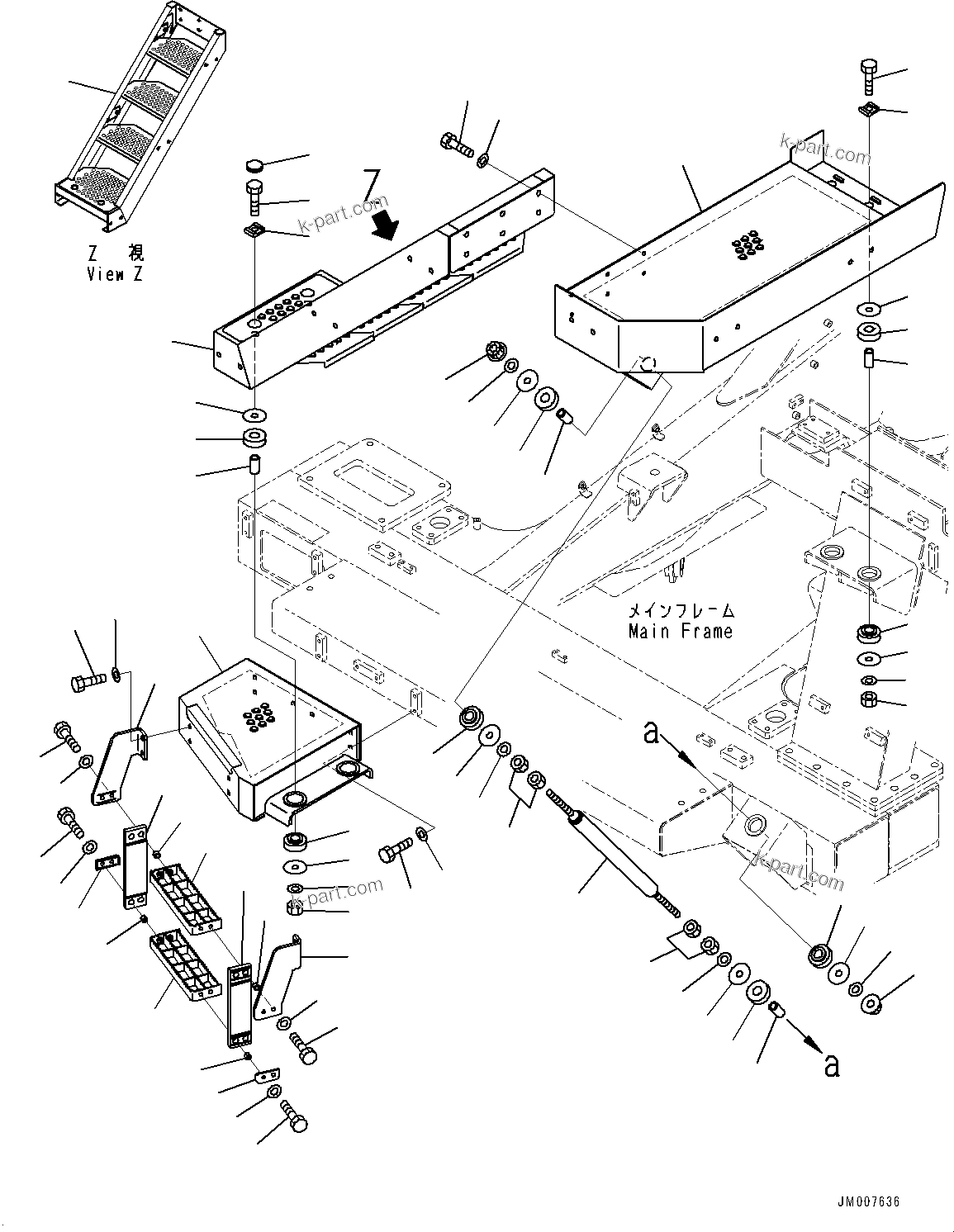 Komatsu parts book diagram for HD325-7R S/N 12001-UP: STAIRWAY, STEP AND HANDRAIL(#11034-)