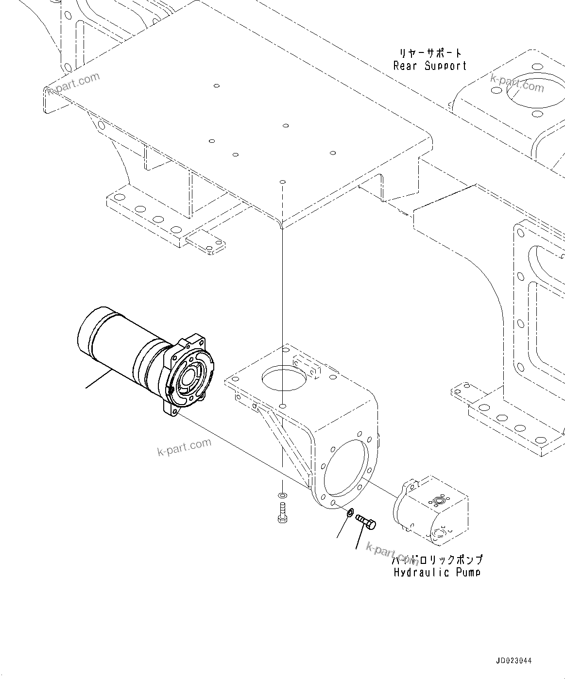 Komatsu parts book diagram for HD325-7R S/N 12001-UP: EMERGENCY STEERING CONTROL, MOTOR(#11034-)