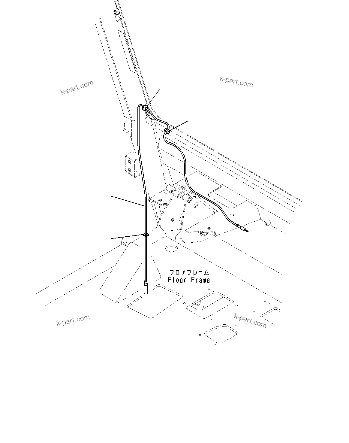 Komatsu parts book diagram for HD325-7R S/N 12001-UP: CAB, ANTENNA CABLE(#12001-)