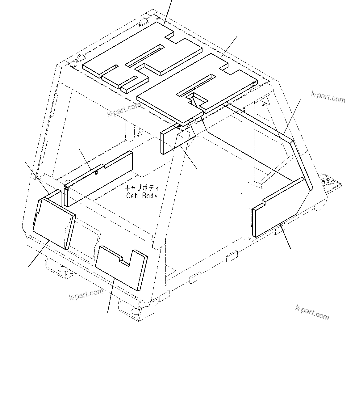 Komatsu parts book diagram for HD325-7R S/N 12001-UP: CAB, SHEET(#12001-)