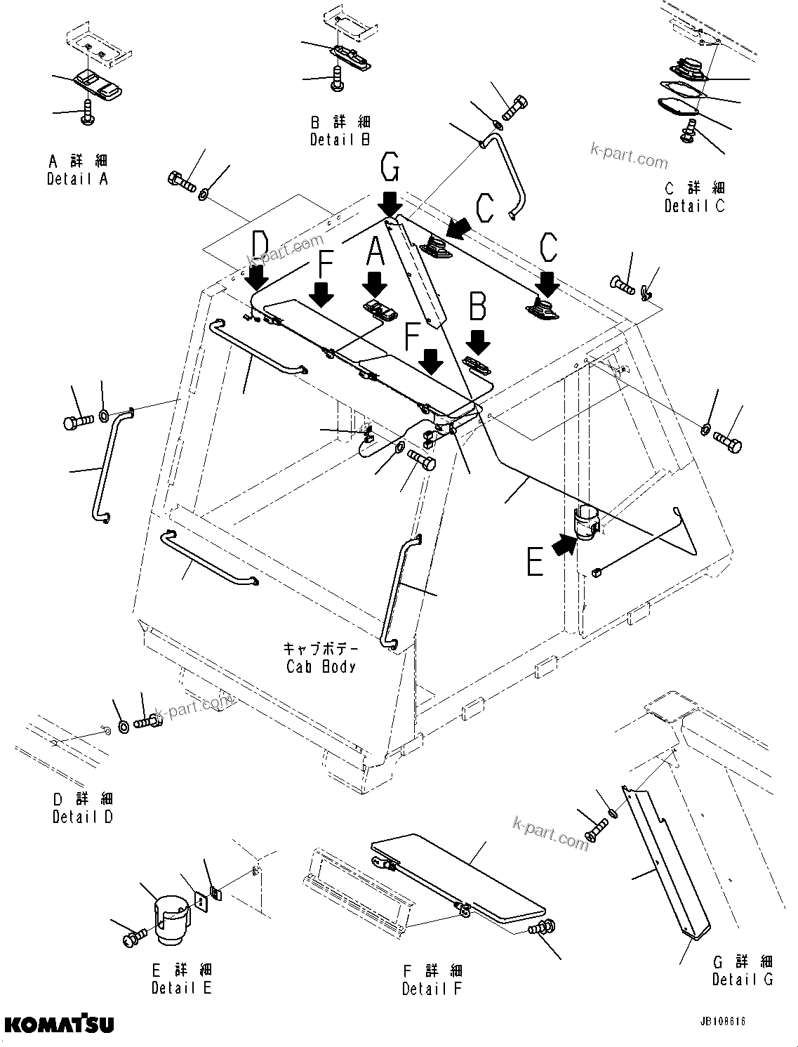 Komatsu parts book diagram for HD325-7R S/N 12001-UP: CAB, ACCESSORY(#12001-)
