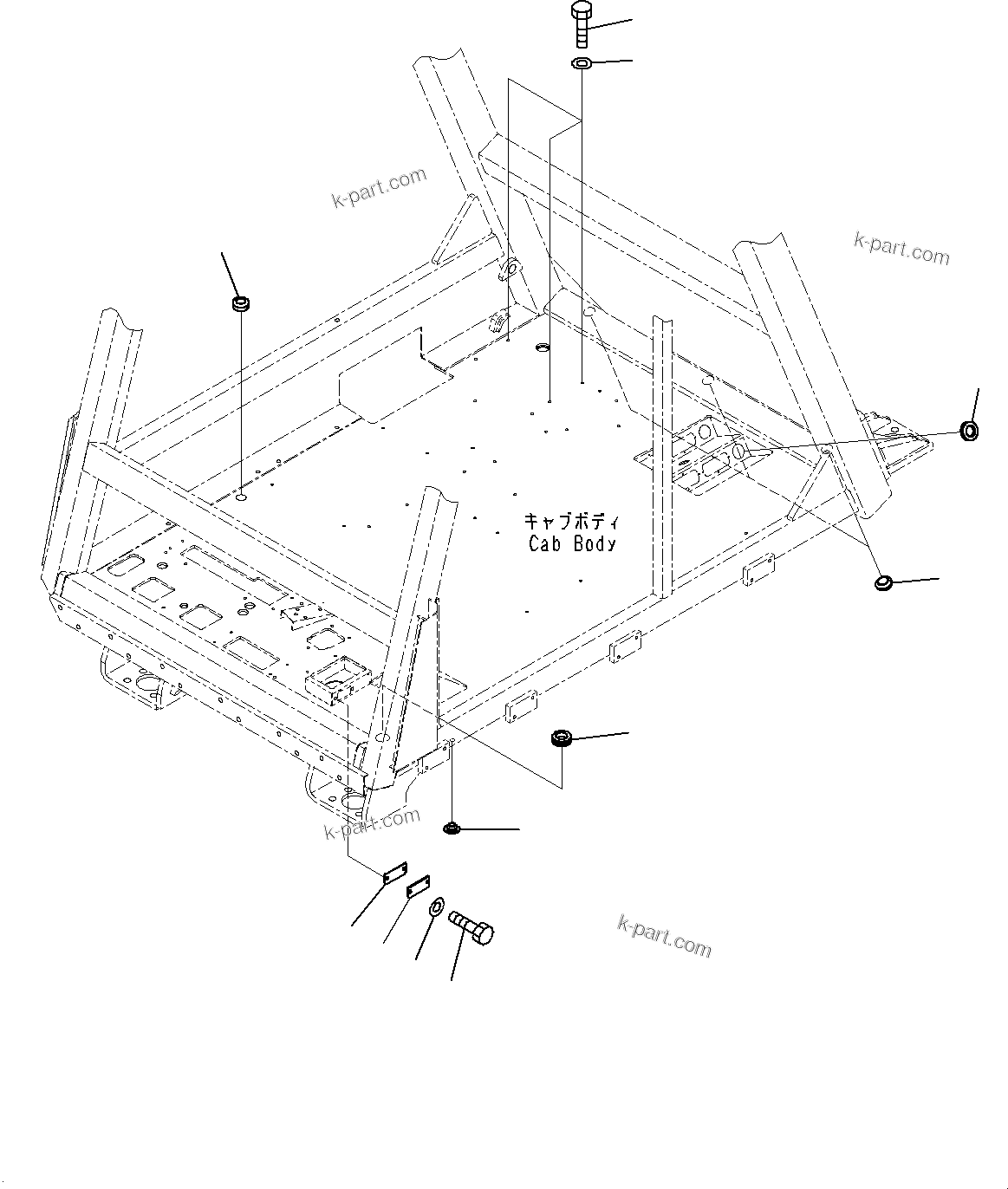 Komatsu parts book diagram for HD325-7R S/N 12001-UP: CAB, RELATED PARTS (1/2)(#12001-)