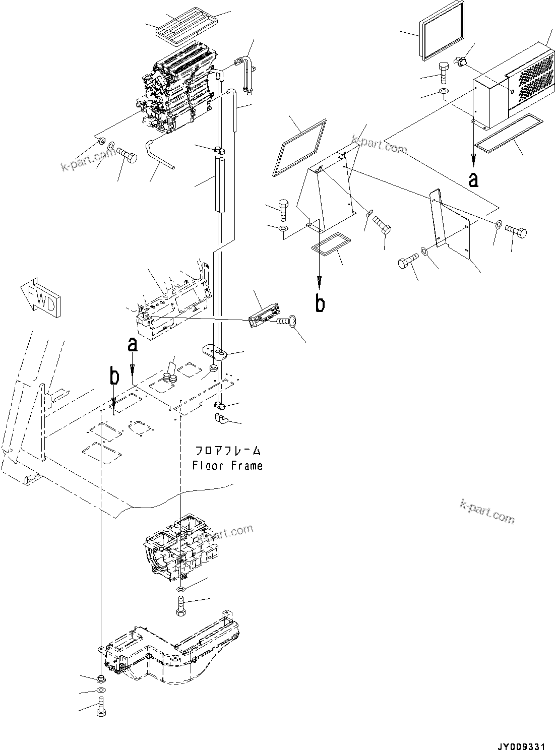 Komatsu parts book diagram for HD325-7R S/N 12001-UP: CAB, AIR CONDITIONER UNIT(#12001-)