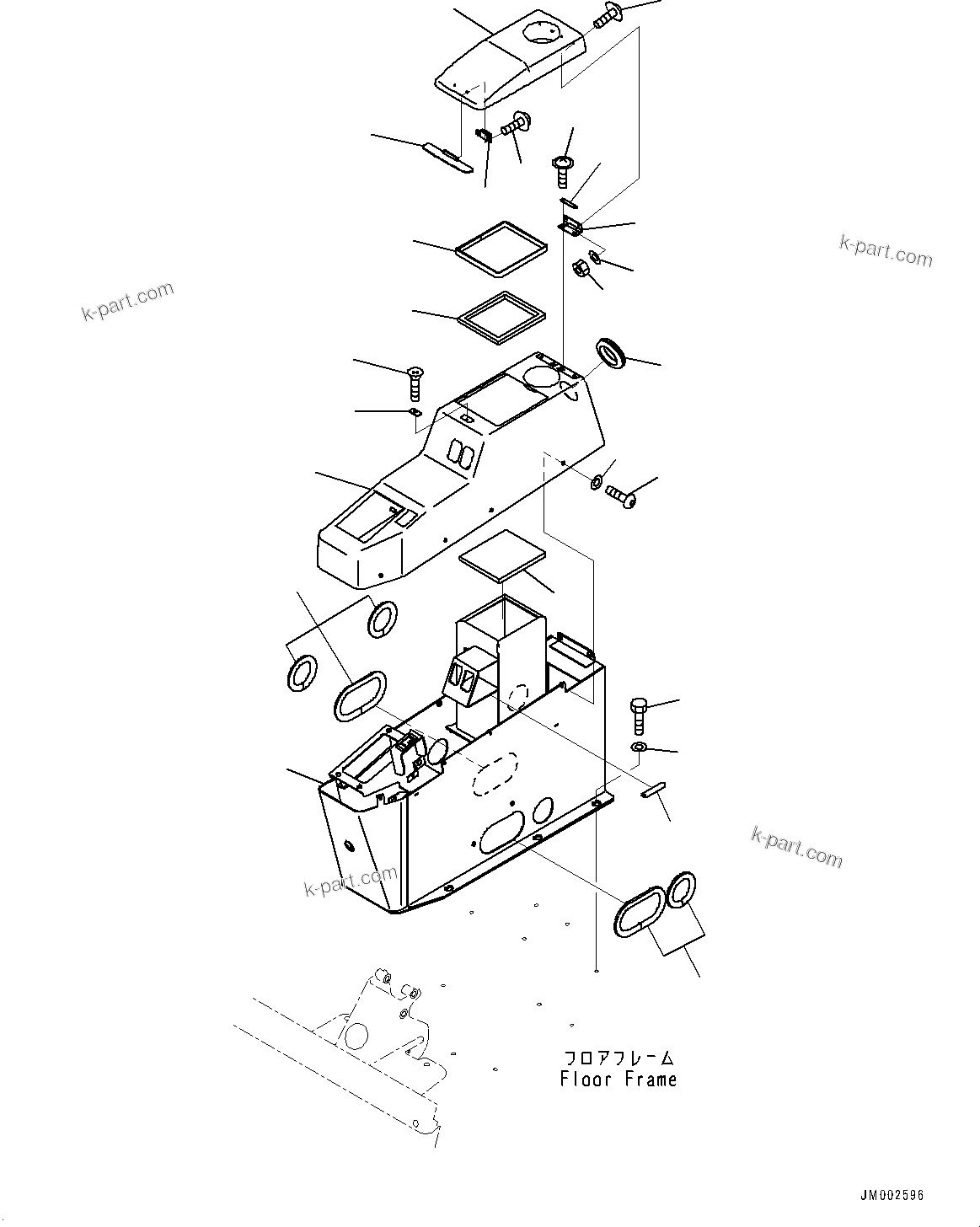 Komatsu parts book diagram for HD325-7R S/N 12001-UP: CAB, CONSOLE BOX (1/2)(#12001-)