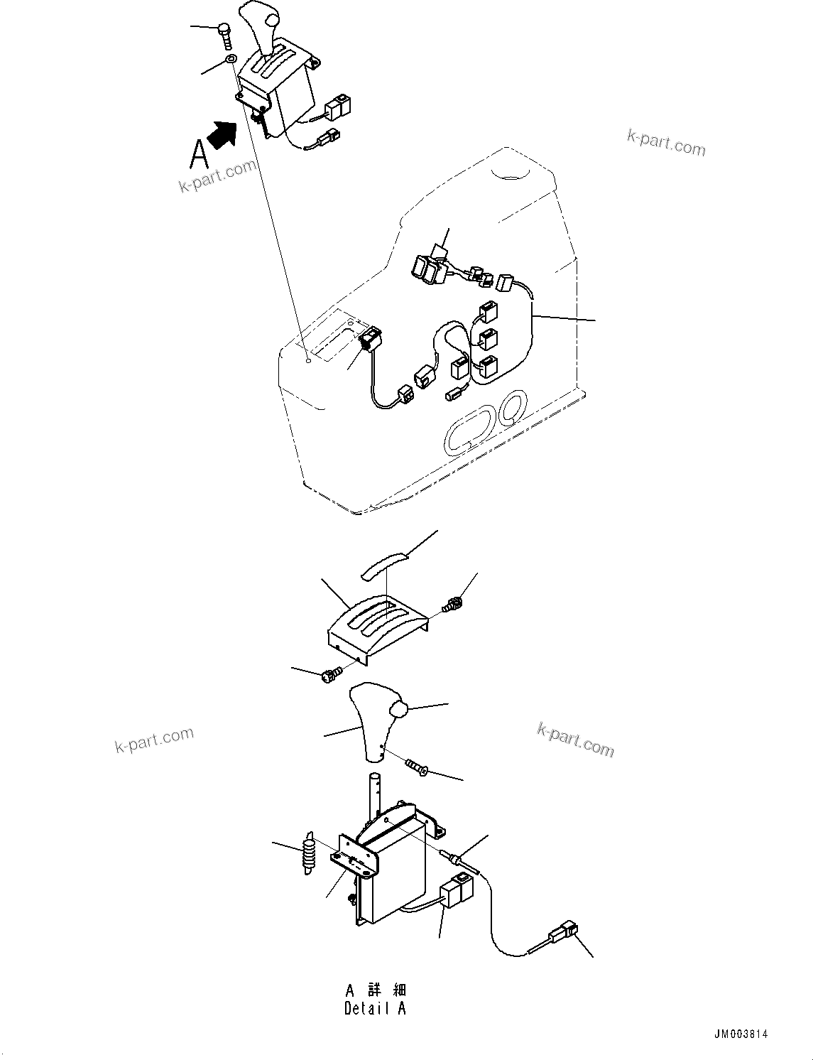 Komatsu parts book diagram for HD325-7R S/N 12001-UP: CAB, CONSOLE BOX (2/2)(#12001-)