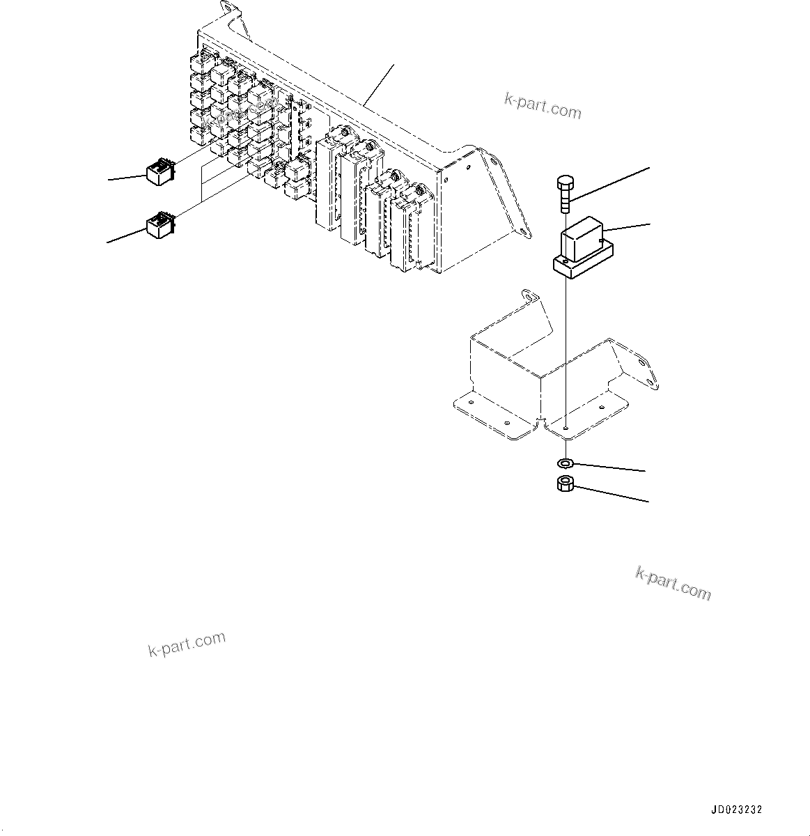 Komatsu parts book diagram for HD325-7R S/N 12001-UP: CAB, PAYLOAD METER ANGLE SENSOR(#12001-)