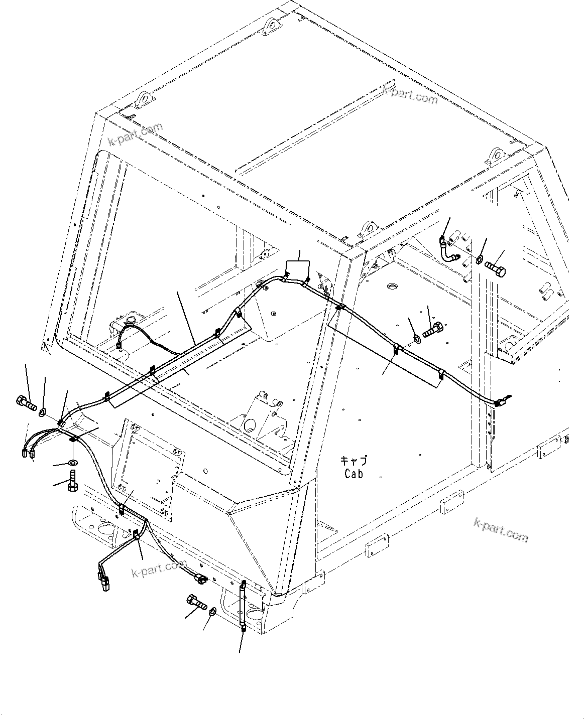 Komatsu parts book diagram for HD325-7R S/N 12001-UP: CAB, WIRING HARNESS(#12001-)