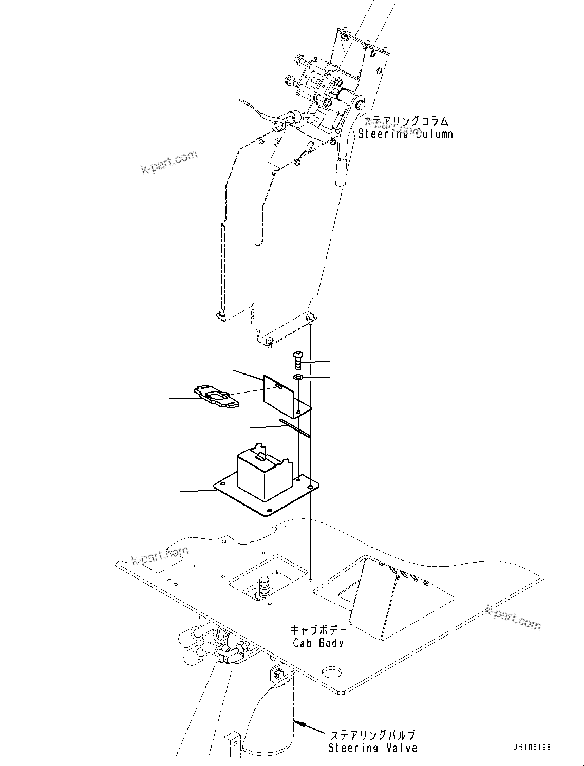 Komatsu parts book diagram for HD325-7R S/N 12001-UP: CAB, STEERING VALVE COVER(#12001-)