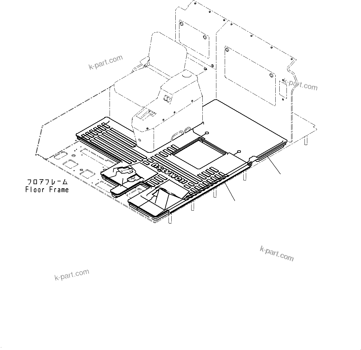 Komatsu parts book diagram for HD325-7R S/N 12001-UP: FLOOR MAT, (#11034-)