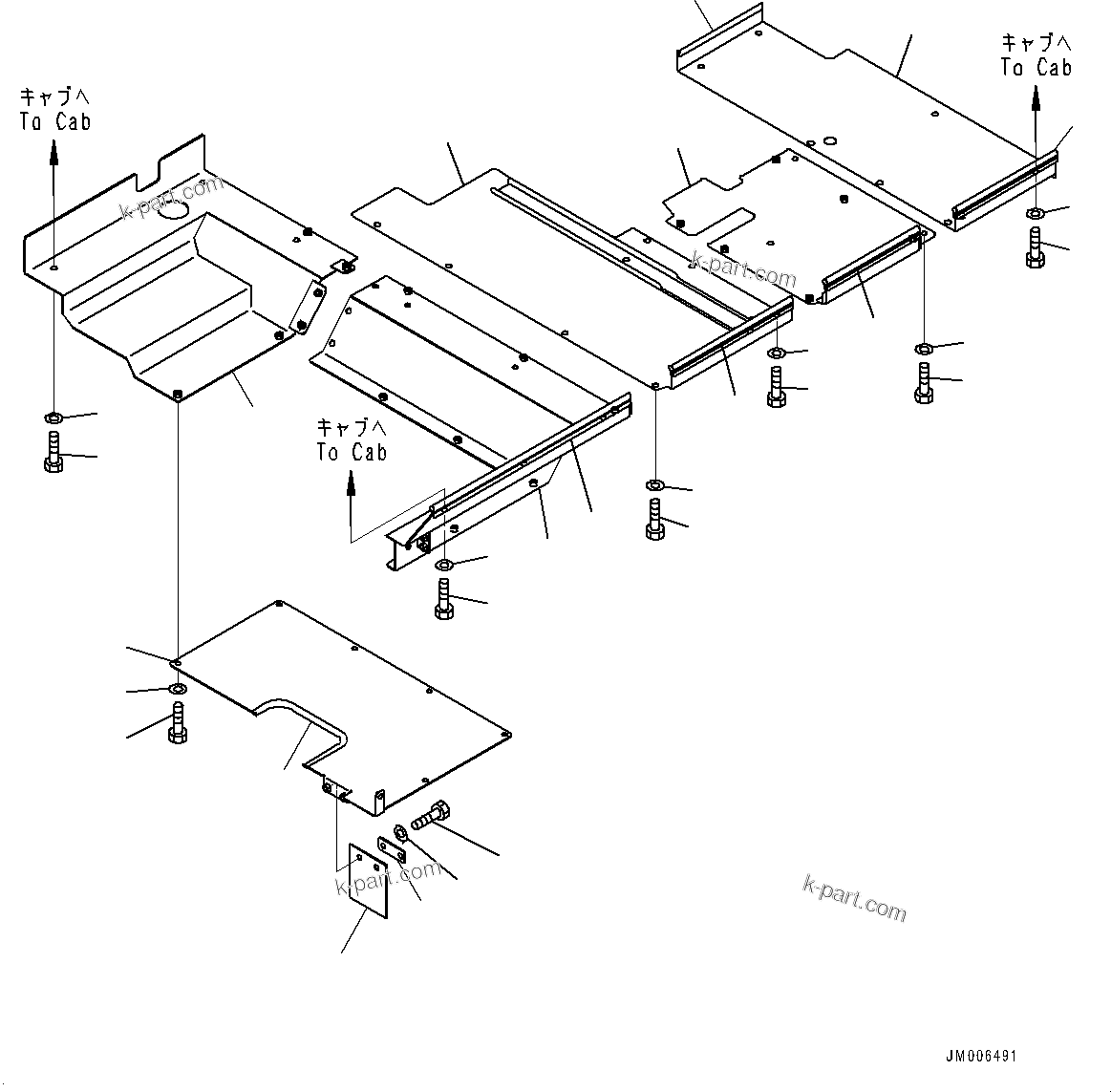 Komatsu parts book diagram for HD325-7R S/N 12001-UP: CAB STEP, FLOOR COVER(#11095-)