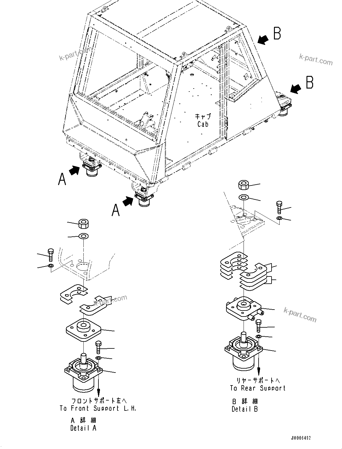 Komatsu parts book diagram for HD325-7R S/N 12001-UP: CAB FLOOR MOUNTING, (#11095-)