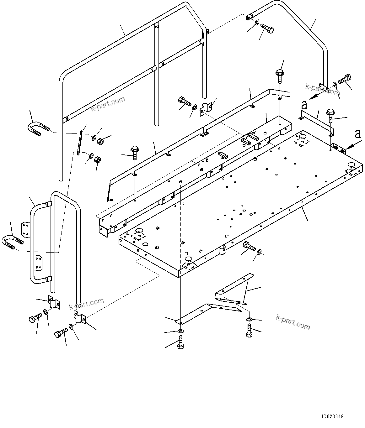 Komatsu parts book diagram for HD325-7R S/N 12001-UP: PLATFORM GROUP, PLATFORM (WITH KOMTRAX)(#11034-)