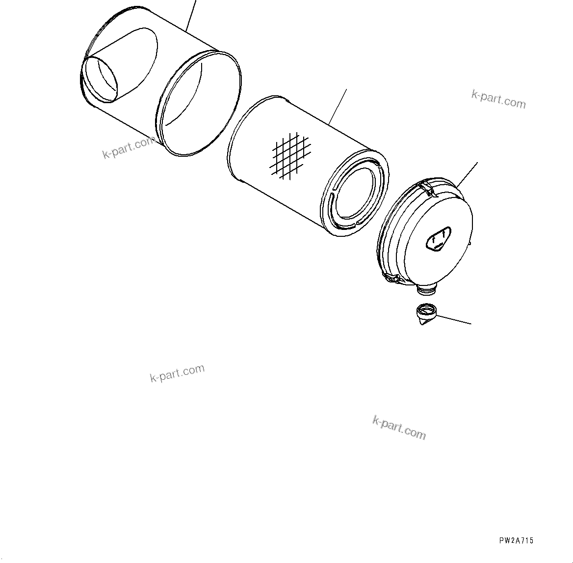 Komatsu parts book diagram for HD325-7R S/N 12001-UP: PLATFORM GROUP, AIR CLEANER ASSEMBLY(#11034-)