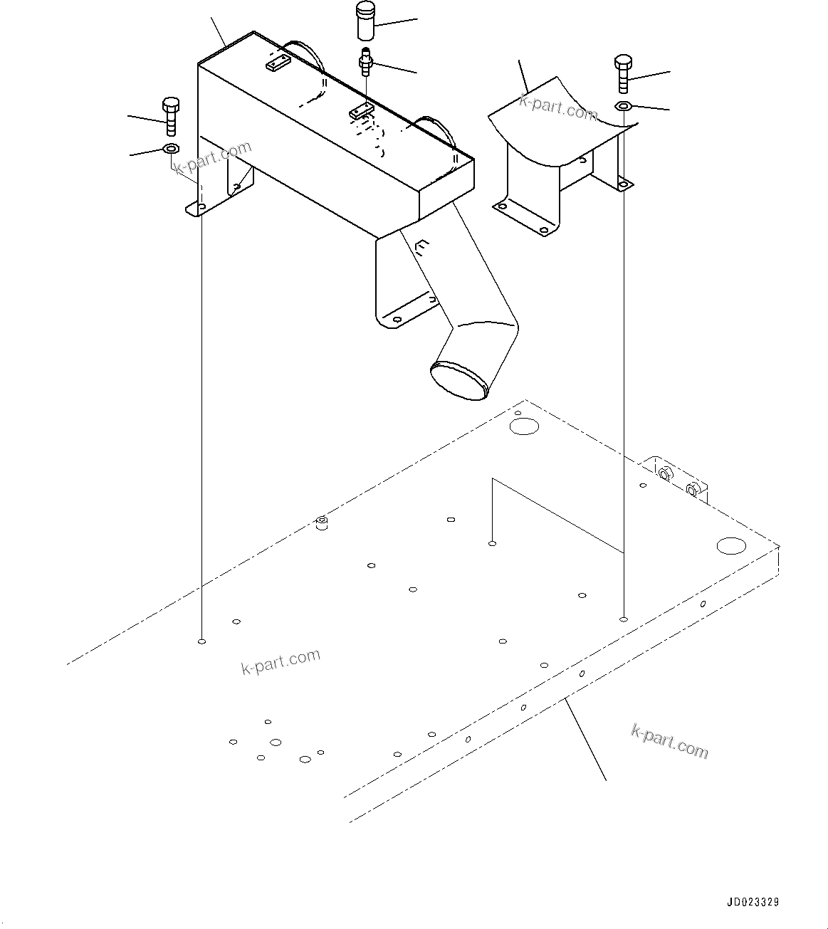 Komatsu parts book diagram for HD325-7R S/N 12001-UP: PLATFORM GROUP, AIR INTAKE PIPING(#11034-)