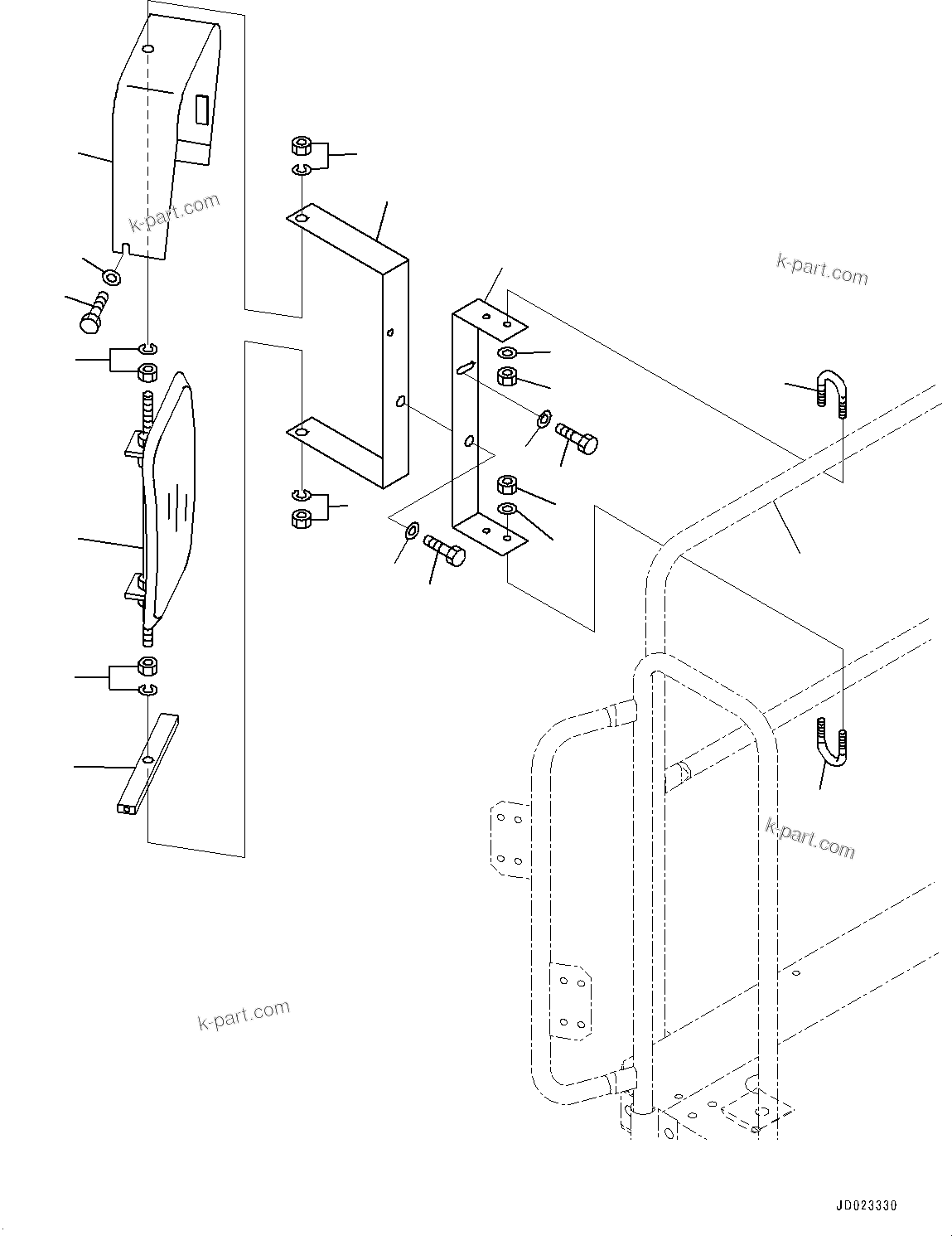 Komatsu parts book diagram for HD325-7R S/N 12001-UP: PLATFORM GROUP, SIDE MIRROR(#11034-11140)