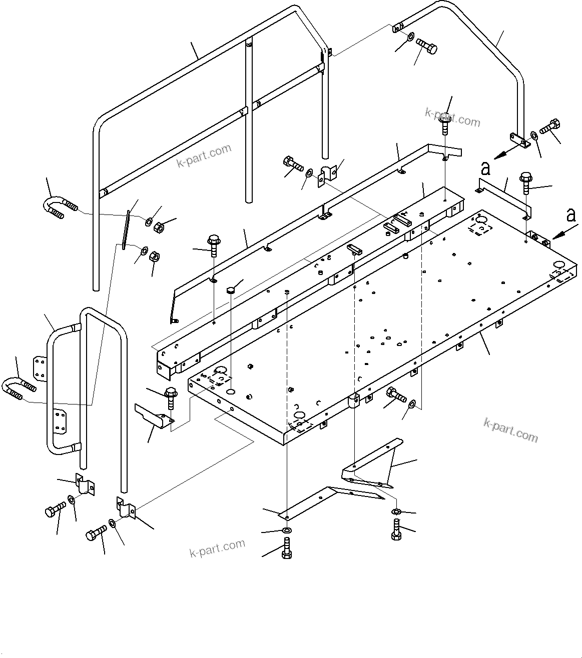 Komatsu parts book diagram for HD325-7R S/N 12001-UP: PLATFORM GROUP, PLATFORM (WITH ENGINE SIDE COVER, FOR HOT AND SANDY AREA SPECIFICATION)(#11034-)
