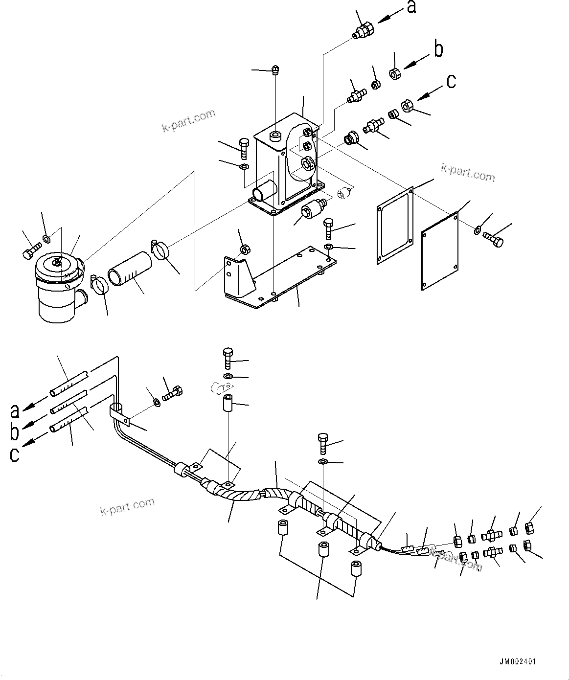 Komatsu parts book diagram for HD325-7R S/N 12001-UP: PLATFORM GROUP, AIR CLEANER RELATED PARTS (2/2)(#12001-)