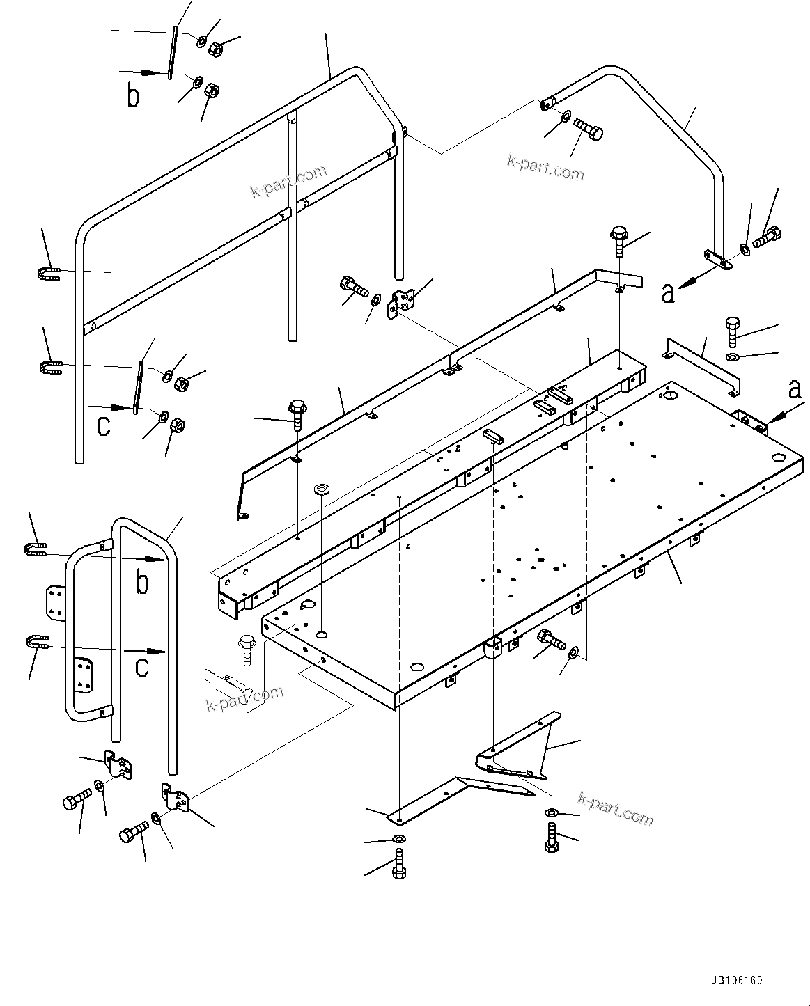 Komatsu parts book diagram for HD325-7R S/N 12001-UP: PLATFORM GROUP, PLATFORM (WITH BATTERY DISCONNECT SWITCH, ENGINE SIDE COVER, FOR HOT AND SANDY AREA SPECIFICATION)(#12001-)
