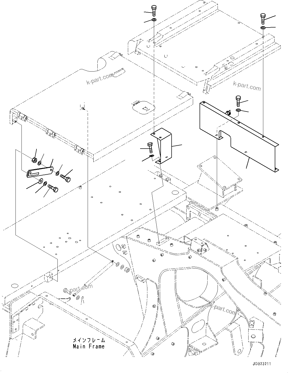 Komatsu parts book diagram for HD325-7R S/N 12001-UP: ENGINE HOOD, STAY(#11034-)