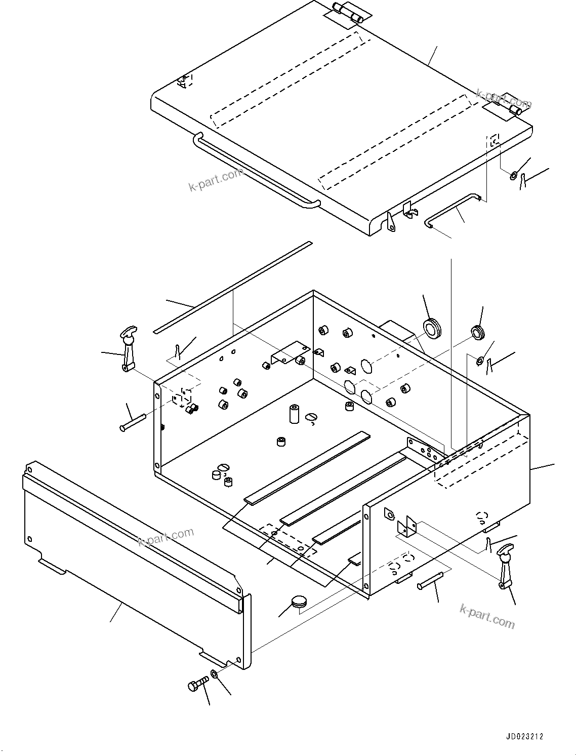 Komatsu parts book diagram for HD325-7R S/N 12001-UP: ENGINE HOOD, BATTERY BOX(#11034-)