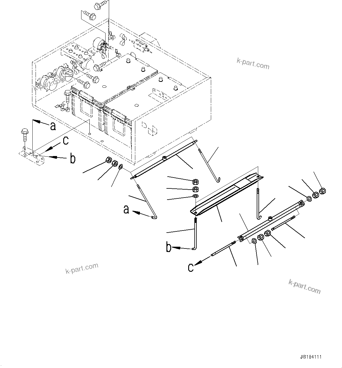 Komatsu parts book diagram for HD325-7R S/N 12001-UP: ENGINE HOOD, HOLDER(#11034-)