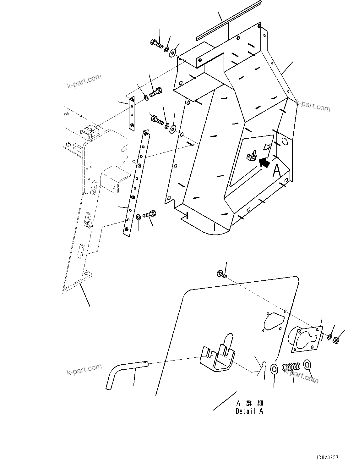 Komatsu parts book diagram for HD325-7R S/N 12001-UP: ENGINE SIDE COVER, R.H. (1/2)(#11034-)