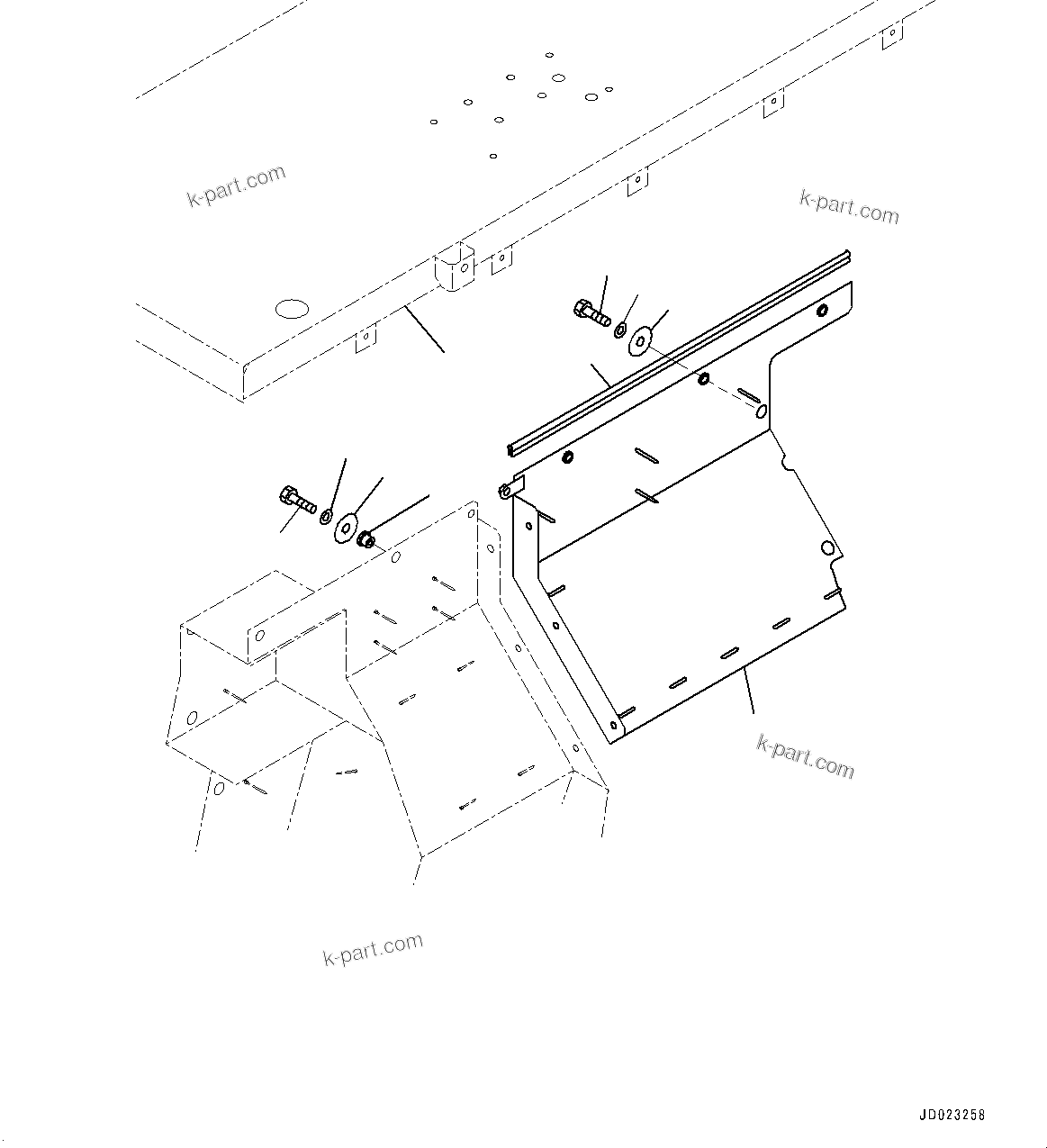 Komatsu parts book diagram for HD325-7R S/N 12001-UP: ENGINE SIDE COVER, R.H. (2/2)(#11034-)