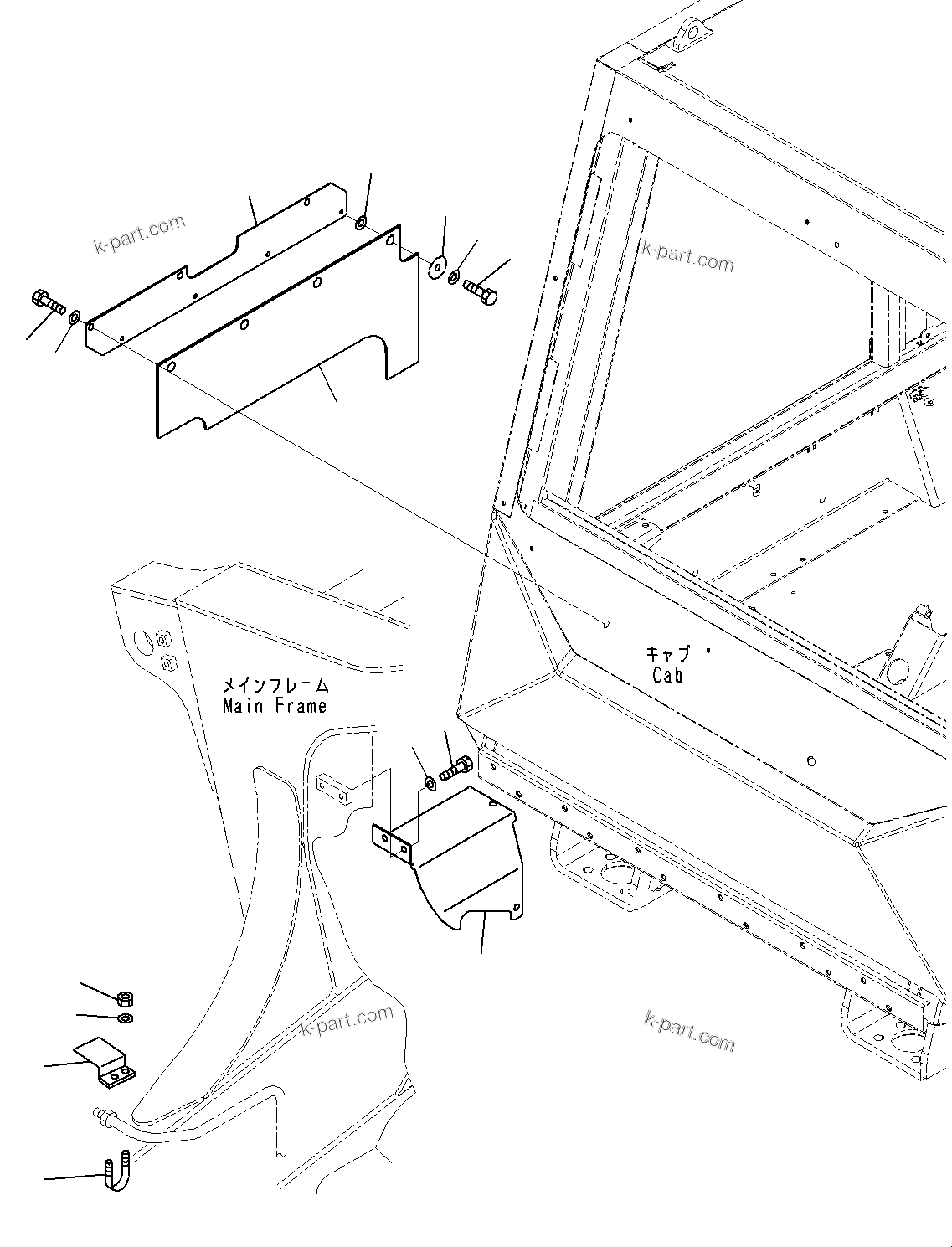 Komatsu parts book diagram for HD325-7R S/N 12001-UP: FIRE PROTECTION, STEERING PIPING COVER(#11034-11185)
