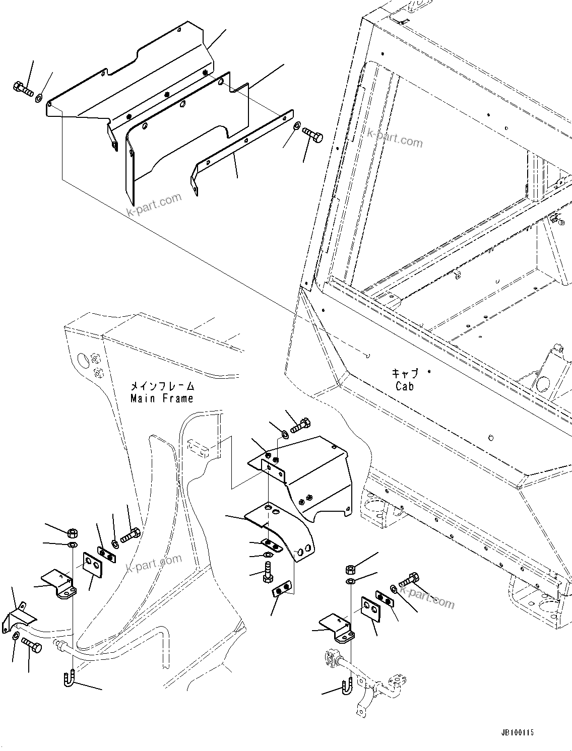 Komatsu parts book diagram for HD325-7R S/N 12001-UP: FIRE PROTECTION, STEERING PIPING COVER (WITH AUTO SPIN REGULATOR (ASR))(#11186-)