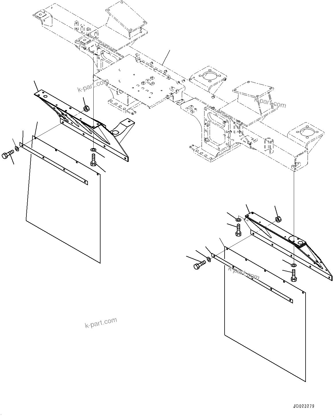 Komatsu parts book diagram for HD325-7R S/N 12001-UP: FENDER, (WITH MUFFLER)(#11034-)