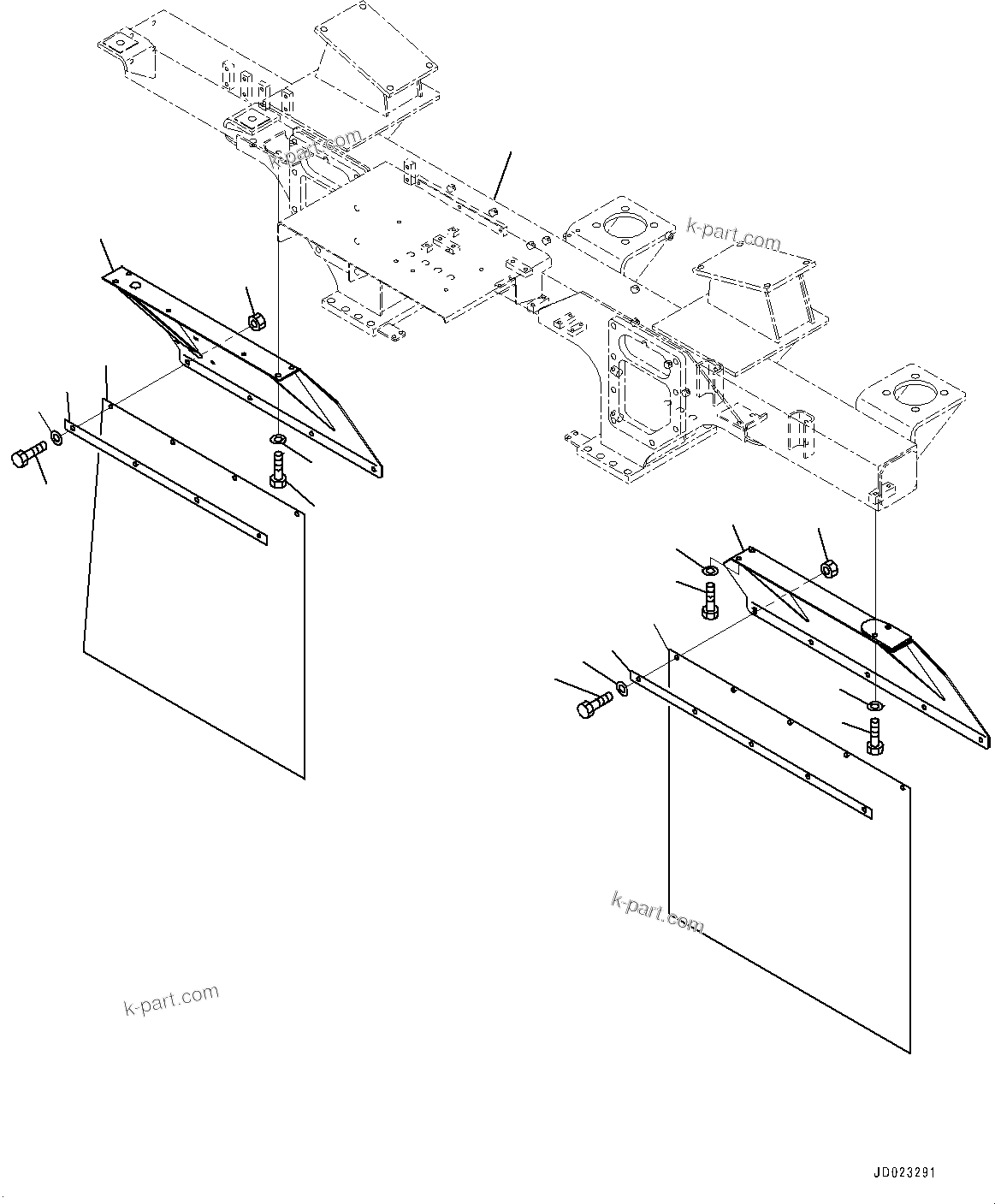 Komatsu parts book diagram for HD325-7R S/N 12001-UP: FENDER, (WITH BODY HEATING)(#11034-)