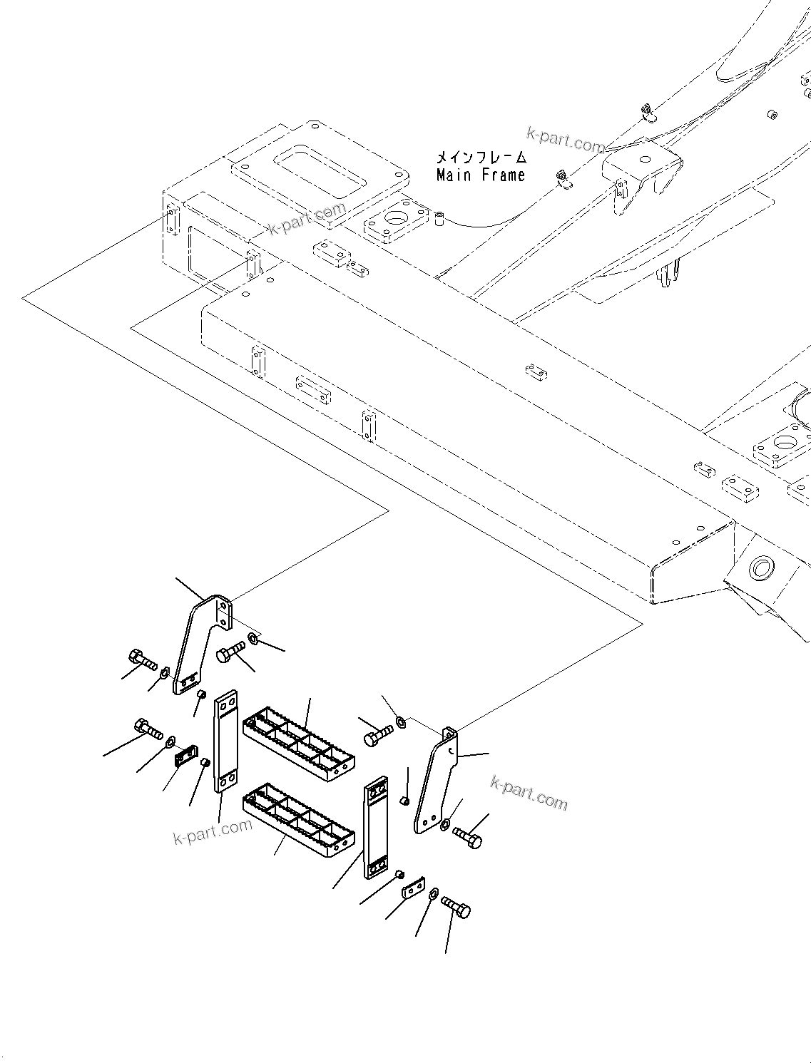 Komatsu parts book diagram for HD325-7R S/N 12001-UP: STEP, (WITH LADDER, INCLINED TYPE)(#11034-)