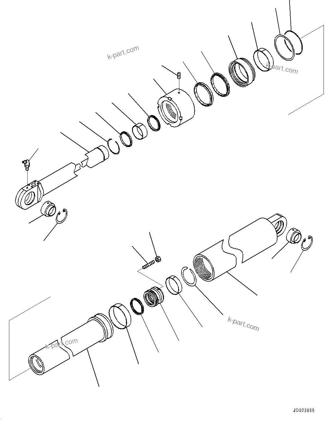 Komatsu parts book diagram for HD325-7R S/N 12001-UP: HOIST CYLINDER, (#11034-)