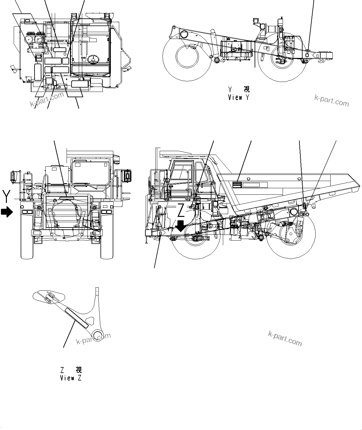 Komatsu parts book diagram for HD325-7R S/N 12001-UP: MARKS AND PLATES, (1/2)(#11034-)