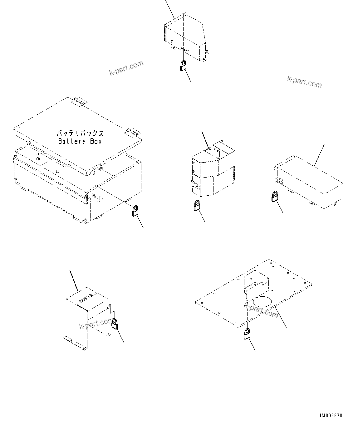Komatsu parts book diagram for HD325-7R S/N 12001-UP: CAP LOCK, (WITH ENGINE SIDE COVER)(#11068-)