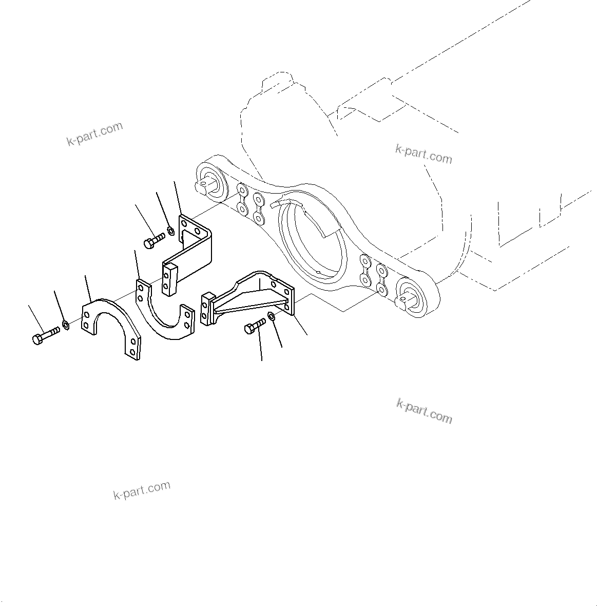 Komatsu parts book diagram for HD325-7R S/N 12001-UP: FRONT DRIVE SHAFT GUARD, (#11034-)