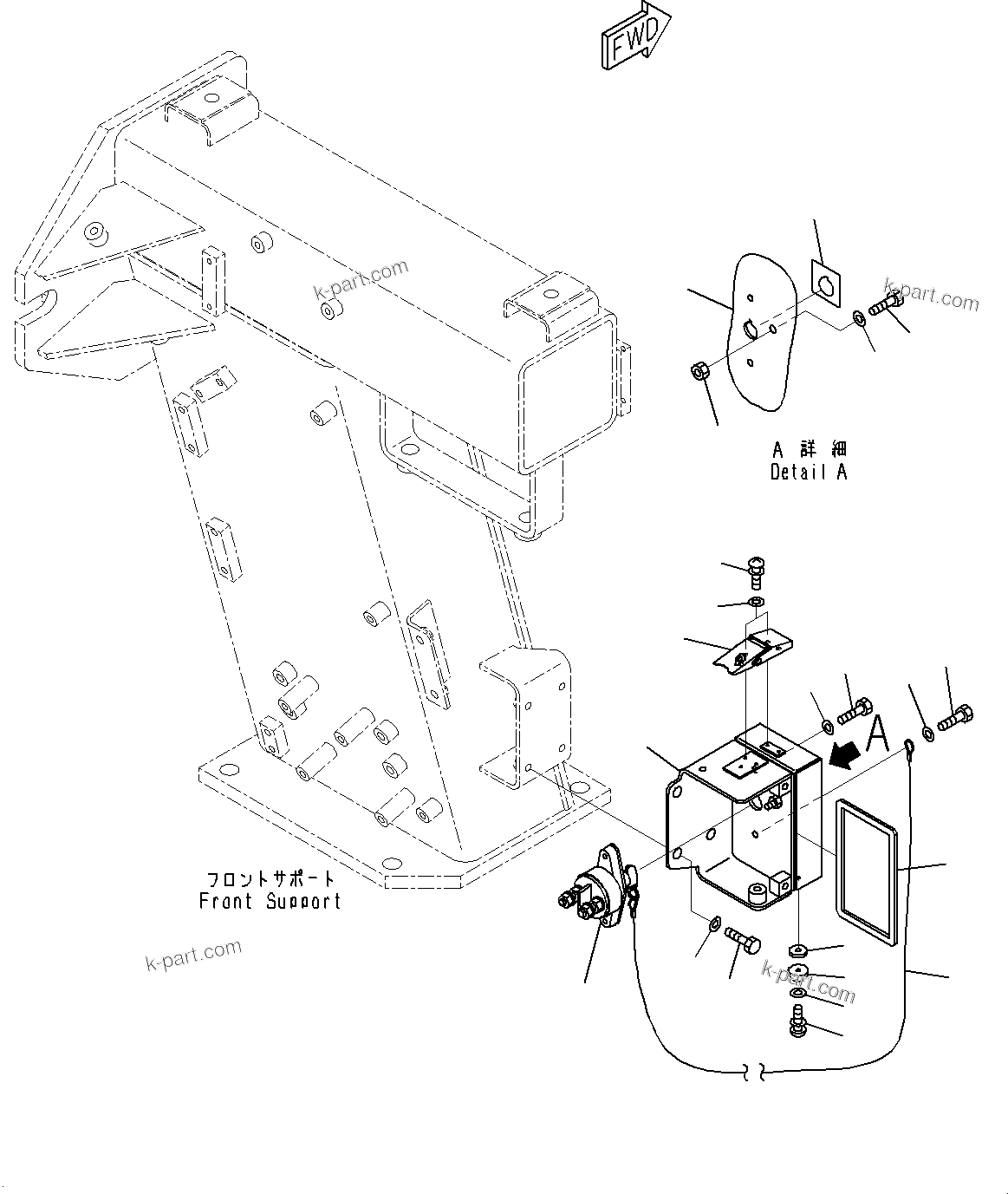 Komatsu parts book diagram for HD325-7R S/N 12001-UP: BATTERY DISCONNECT SWITCH, SWITCH BOX(#11034-)