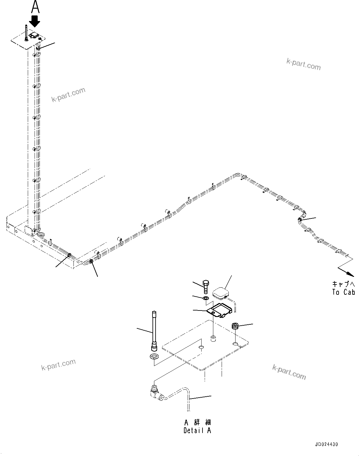 Komatsu parts book diagram for HD325-7R S/N 12001-UP: KOMTRAX ANTENNA, (1/2)(#11034-)
