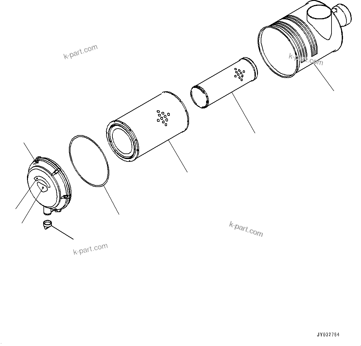 Komatsu parts book diagram for PC210LCI-11E0 S/N 600001-UP: AIR CLEANER, INNER PARTS, AIR CLEANER(#500470-)