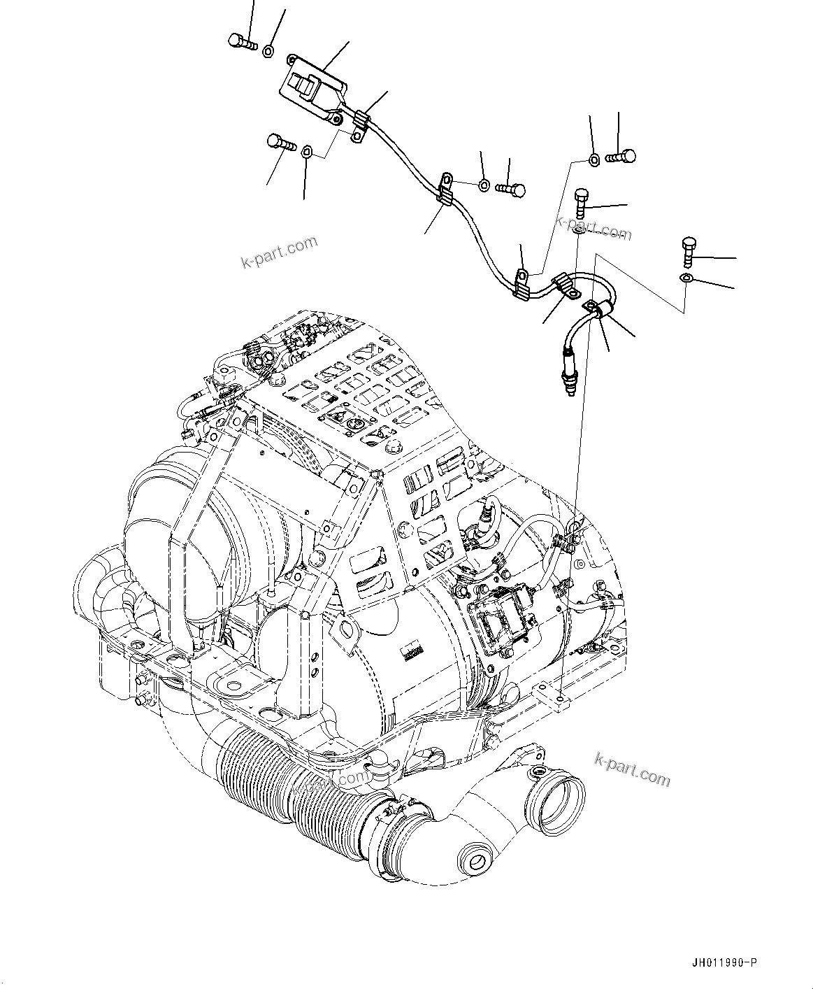 Komatsu parts book diagram for PC210LCI-11E0 S/N 600001-UP: EXHAUST PIPE, SENSOR RELATED PARTS(#500470-)