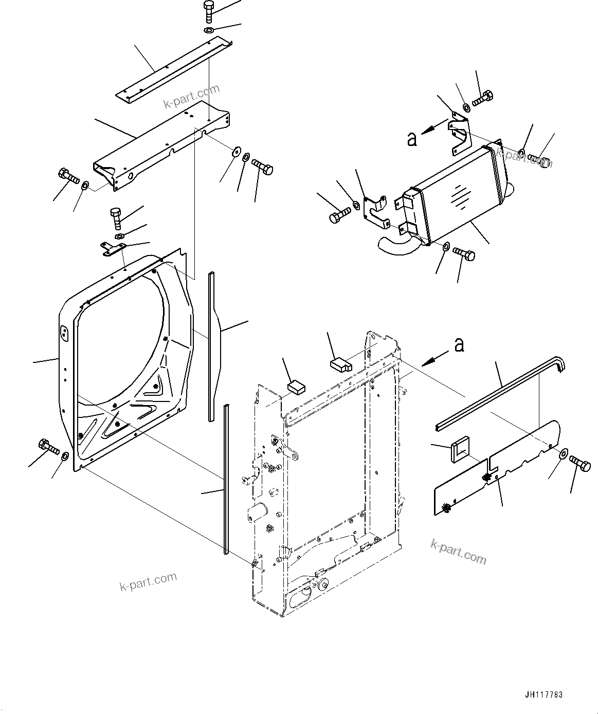 Komatsu parts book diagram for PC210LCI-11E0 S/N 600001-UP: COOLING SYSTEM, AFTERCOOLER AND SHROUD(#508570-)
