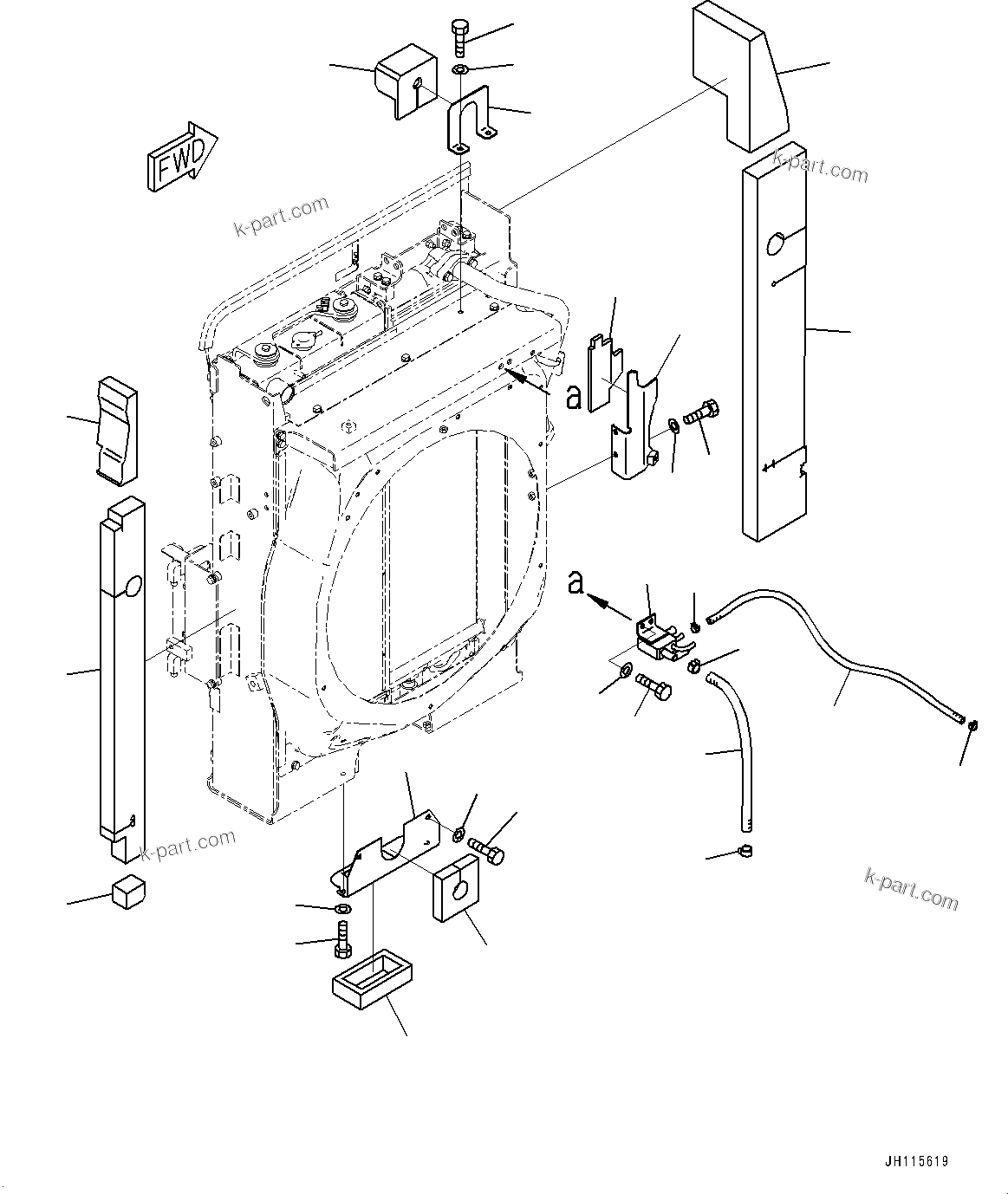 Komatsu parts book diagram for PC210LCI-11E0 S/N 600001-UP: COOLING SYSTEM, COVER(#508570-)