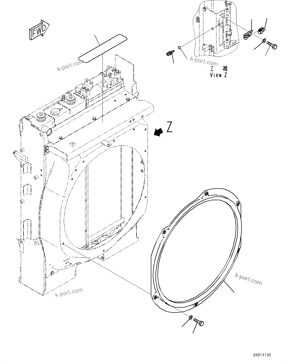 Komatsu parts book diagram for PC210LCI-11E0 S/N 600001-UP: COOLING SYSTEM, SENSOR(#508570-)