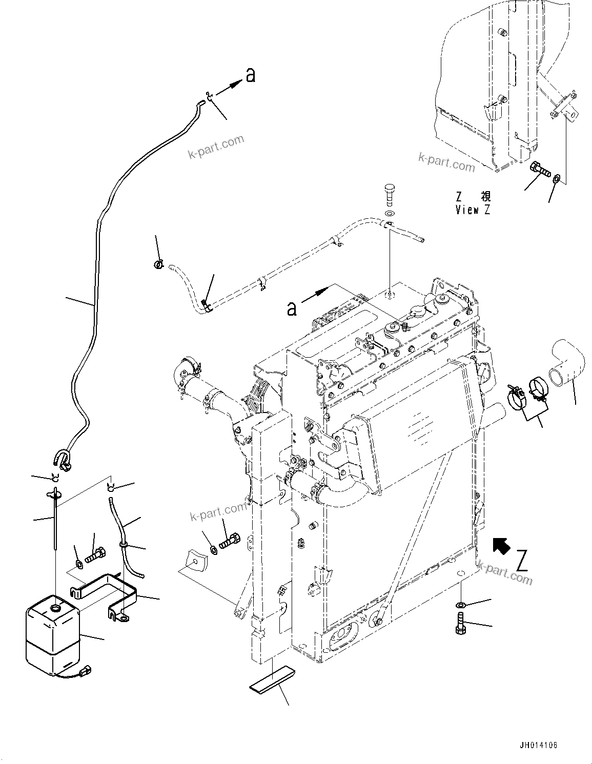 Komatsu parts book diagram for PC210LCI-11E0 S/N 600001-UP: COOLING SYSTEM, RESERVOIR TANK(#508570-)